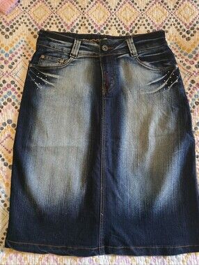 Miss Chic Pencil Jean Skirt Y2k Style